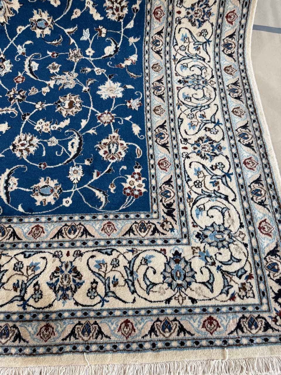 Dywan perski Nain 350x250 cm, wełna kaszmirowa, jedwab, granatowy, Iran - 298251