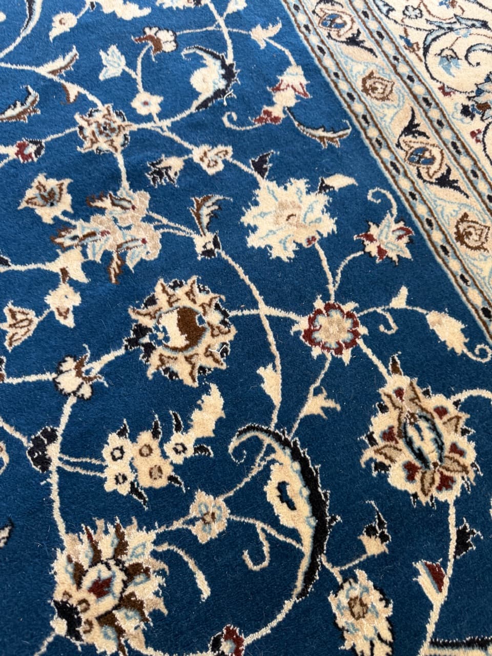 Dywan perski Nain 350x250 cm, wełna kaszmirowa, jedwab, granatowy, Iran - 298242