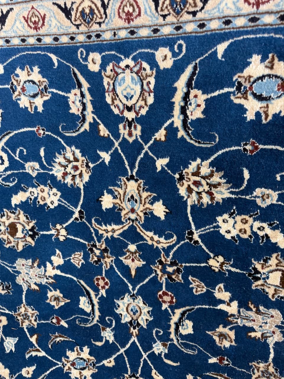 Dywan perski Nain 350x250 cm, wełna kaszmirowa, jedwab, granatowy, Iran - 298253