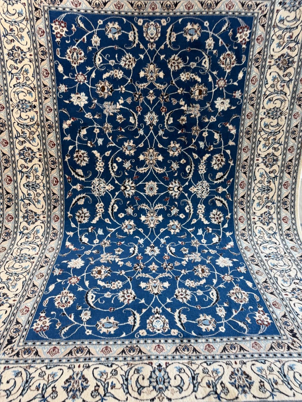 Dywan perski Nain 350x250 cm, wełna kaszmirowa, jedwab, granatowy, Iran - 298252