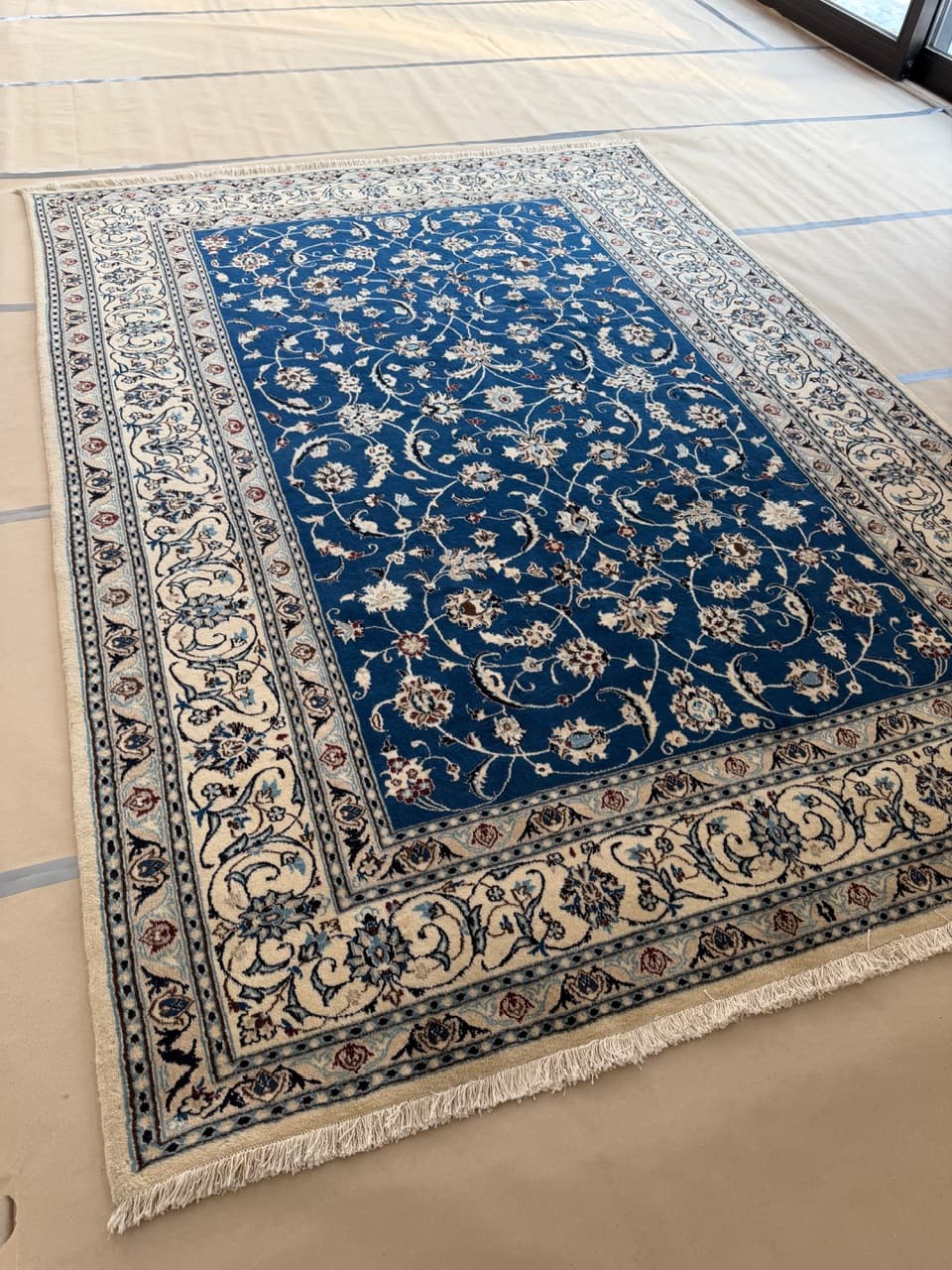 Dywan perski Nain 350x250 cm, wełna kaszmirowa, jedwab, granatowy, Iran - 298247