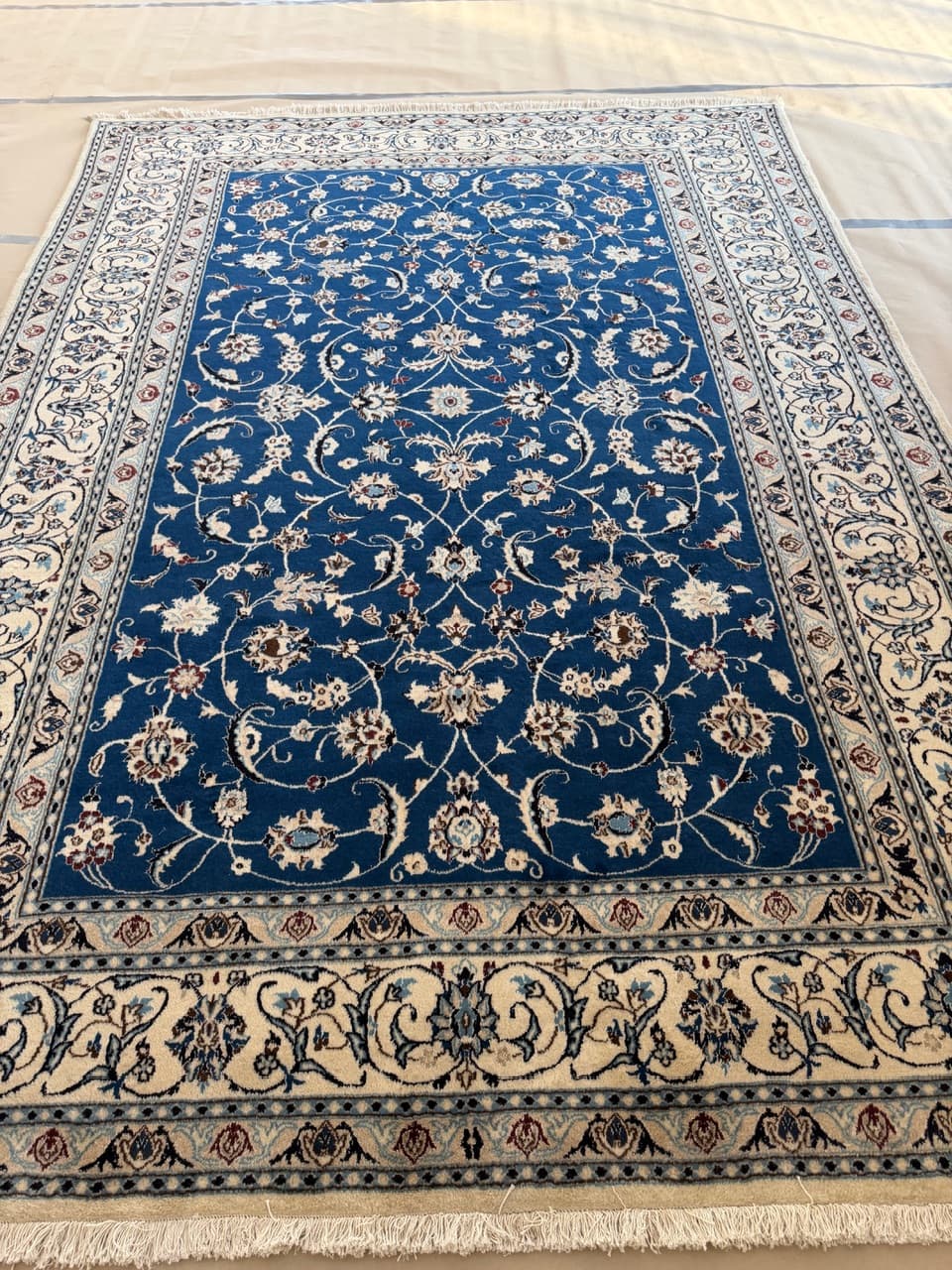 Dywan perski Nain 350x250 cm, wełna kaszmirowa, jedwab, granatowy, Iran - 298243