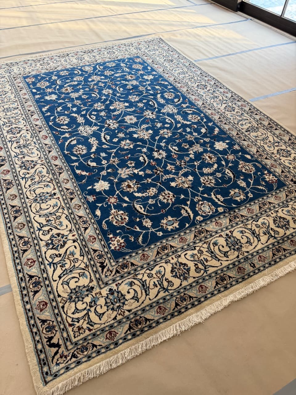 Dywan perski Nain 350x250 cm, wełna kaszmirowa, jedwab, granatowy, Iran - 298244