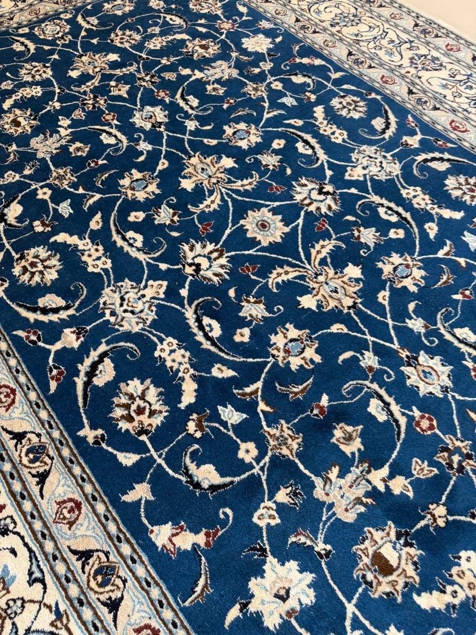 Dywan perski Nain 350x250 cm, wełna kaszmirowa, jedwab, granatowy, Iran - 298245