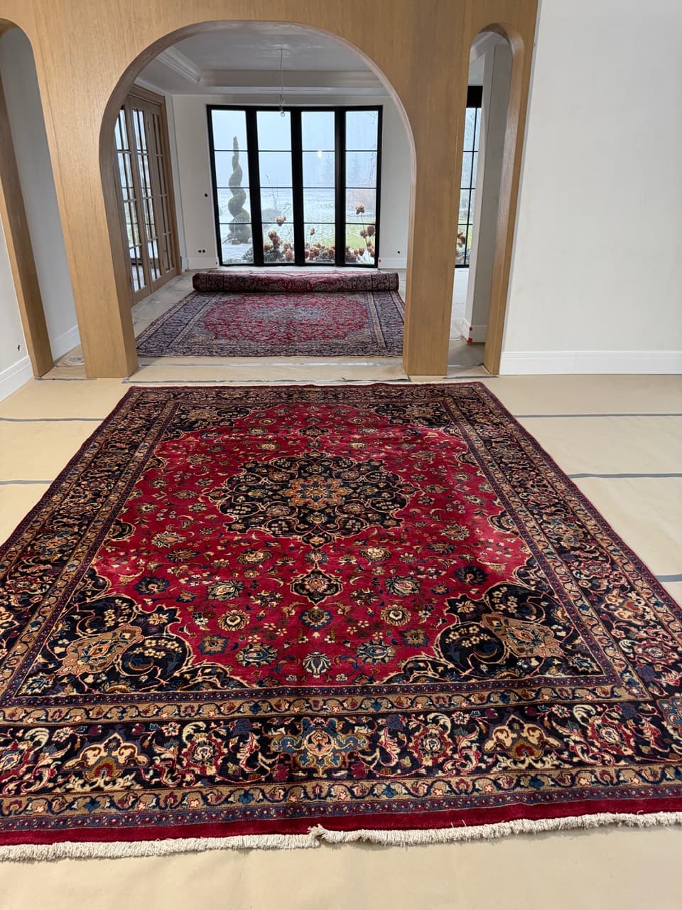 Dywan Mesched, 390x290 cm, czerwony, wełna, Iran - 298284