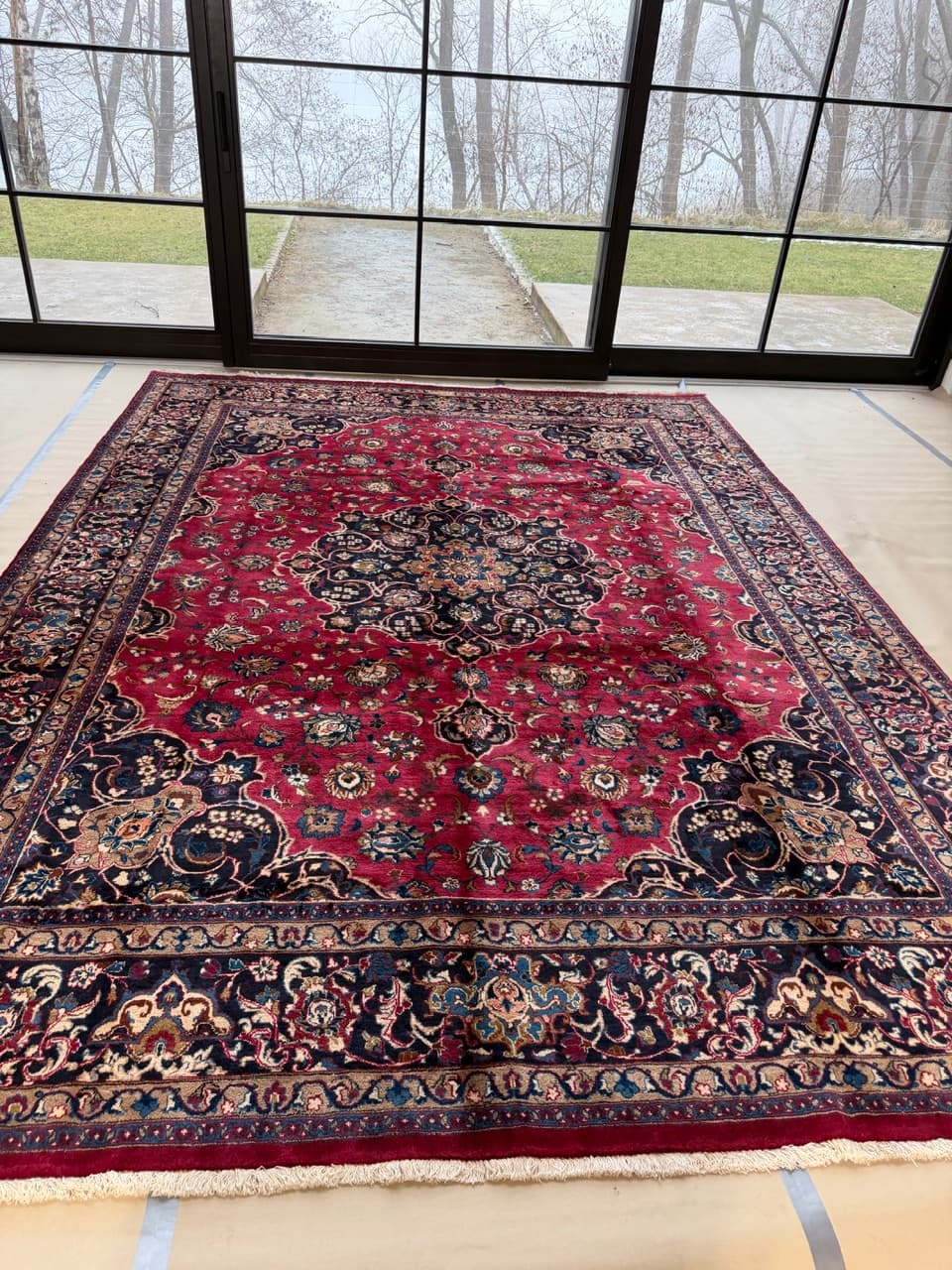 Dywan Mesched, 390x290 cm, czerwony, wełna, Iran - 298276