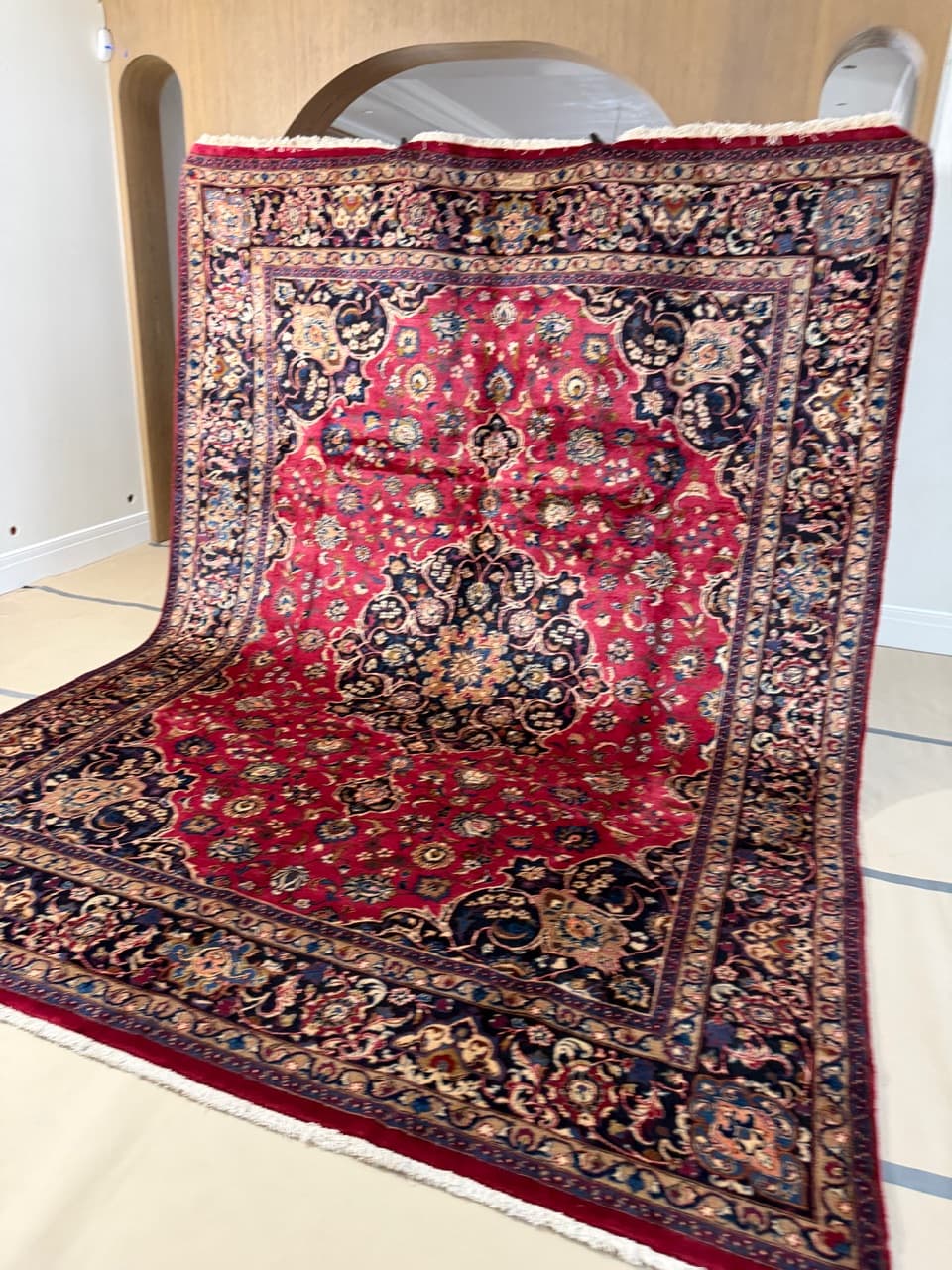 Dywan Mesched, 390x290 cm, czerwony, wełna, Iran - 298279