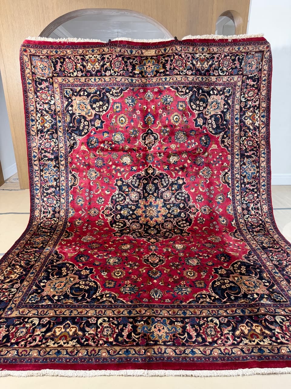 Dywan Mesched, 390x290 cm, czerwony, wełna, Iran - 298280