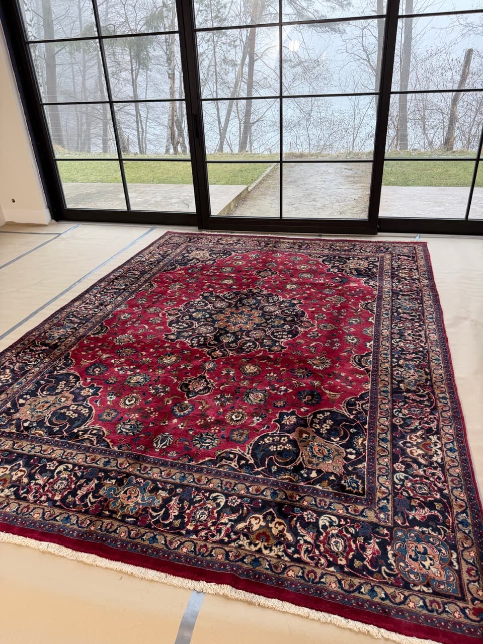 Dywan Mesched, 390x290 cm, czerwony, wełna, Iran - 298270