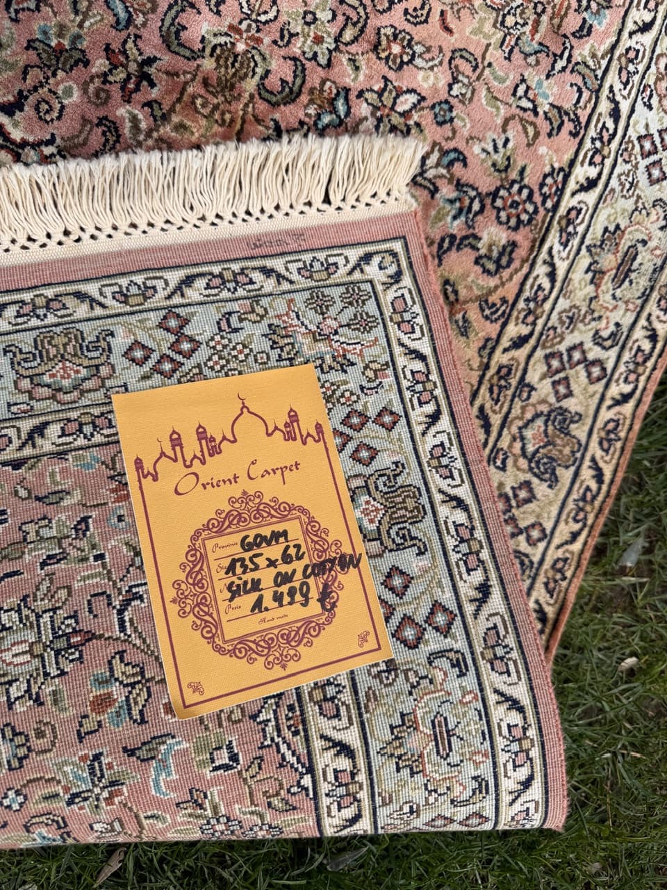 Dywan Ghoum, 135x62 cm, jedwab czerwony, bawełna, Indie - 298304