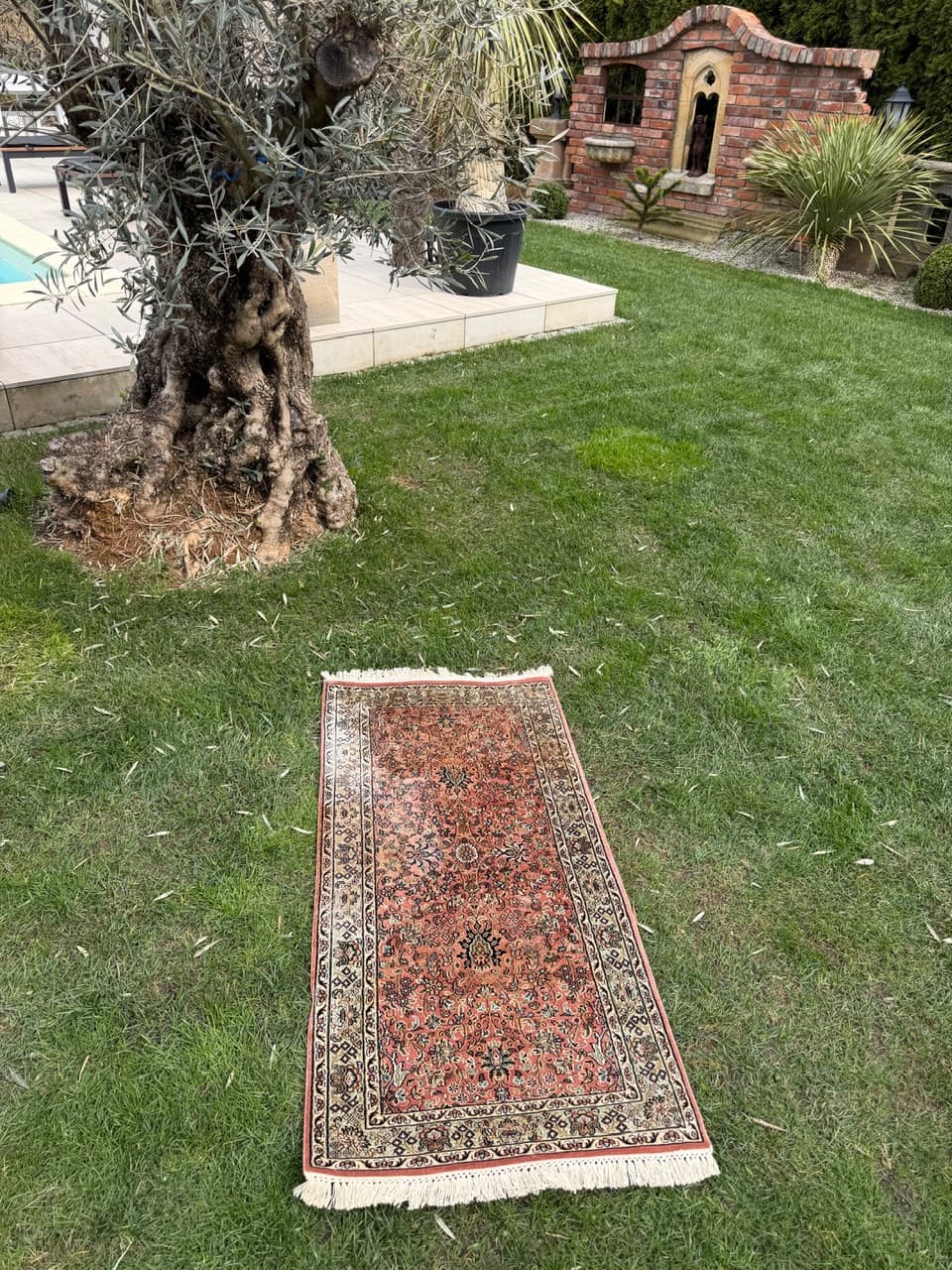 Dywan Ghoum, 135x62 cm, jedwab czerwony, bawełna, Indie - 298300