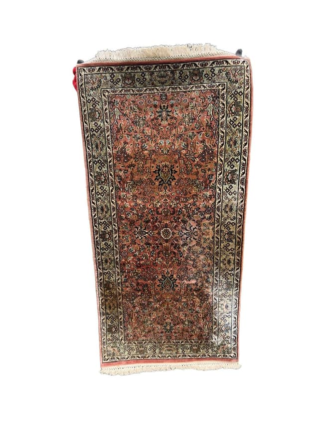 Dywan Ghoum, 135x62 cm, jedwab czerwony, bawełna, Indie - WYMIARY