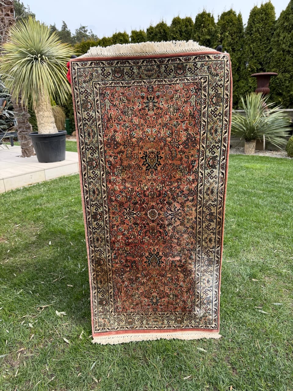 Dywan Ghoum, 135x62 cm, jedwab czerwony, bawełna, Indie - 298309