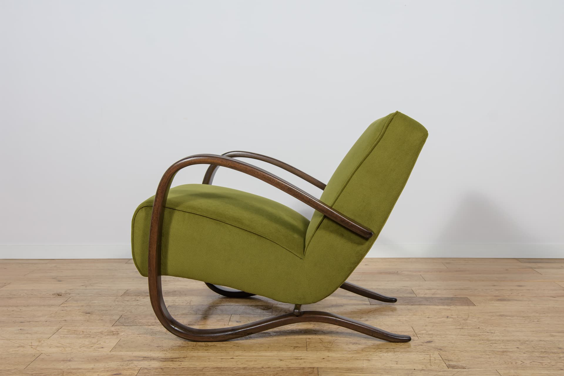 Armchair H-269, green, brown beech, by J. Halabala, Czechoslovakia, 1930s. - 298365