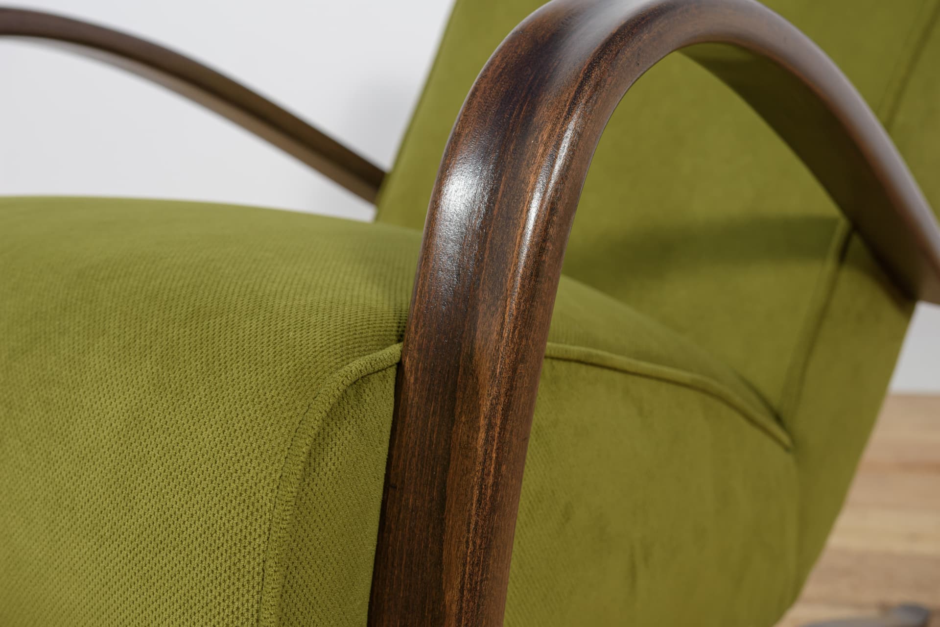 Armchair H-269, green, brown beech, by J. Halabala, Czechoslovakia, 1930s. - 298371