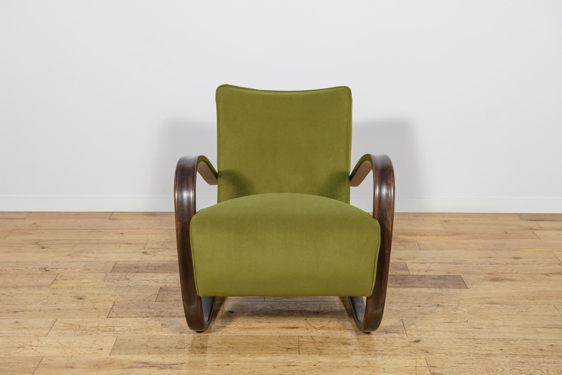 Armchair H-269, green, brown beech, by J. Halabala, Czechoslovakia, 1930s. - 298363