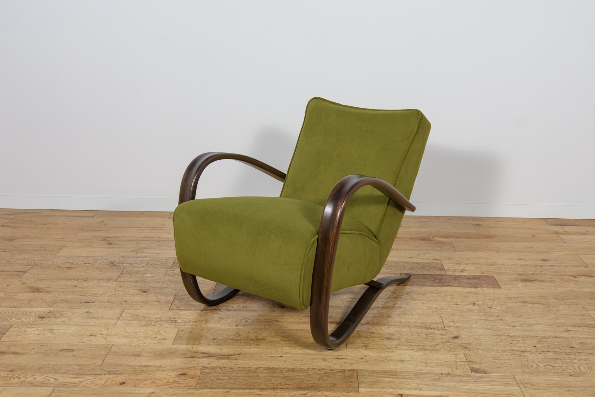 Armchair H-269, green, brown beech, by J. Halabala, Czechoslovakia, 1930s. - 298362
