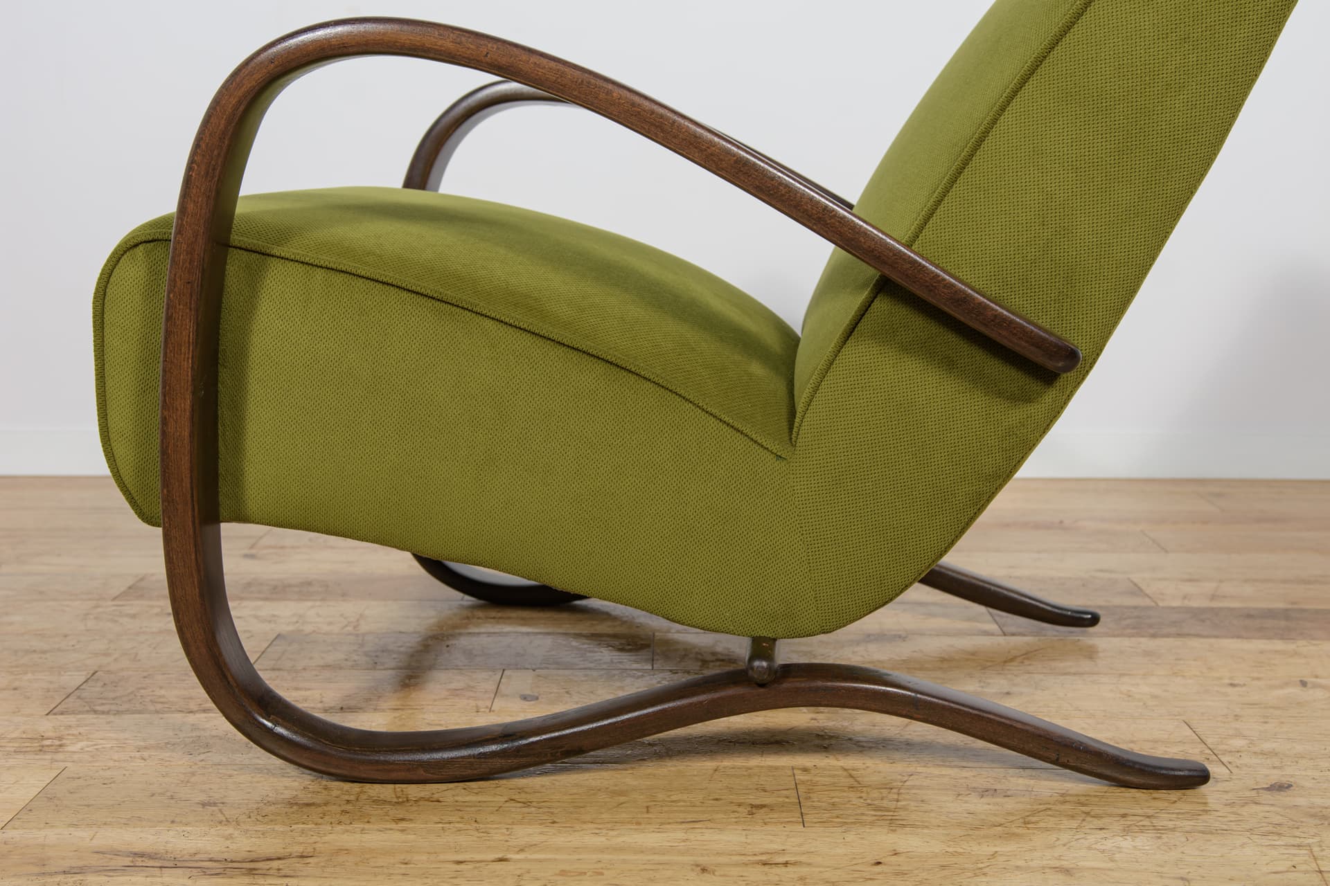 Armchair H-269, green, brown beech, by J. Halabala, Czechoslovakia, 1930s. - 298372