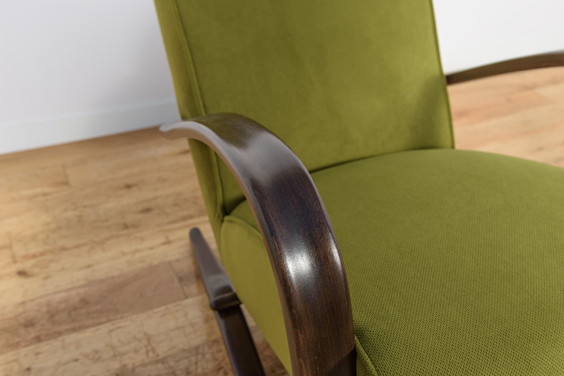 Armchair H-269, green, brown beech, by J. Halabala, Czechoslovakia, 1930s. - 298369
