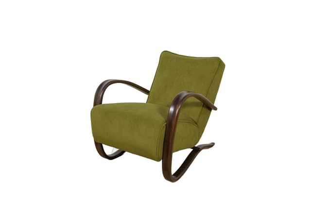 Armchair H-269, green, brown beech, by J. Halabala, Czechoslovakia, 1930s. - DIMENSION