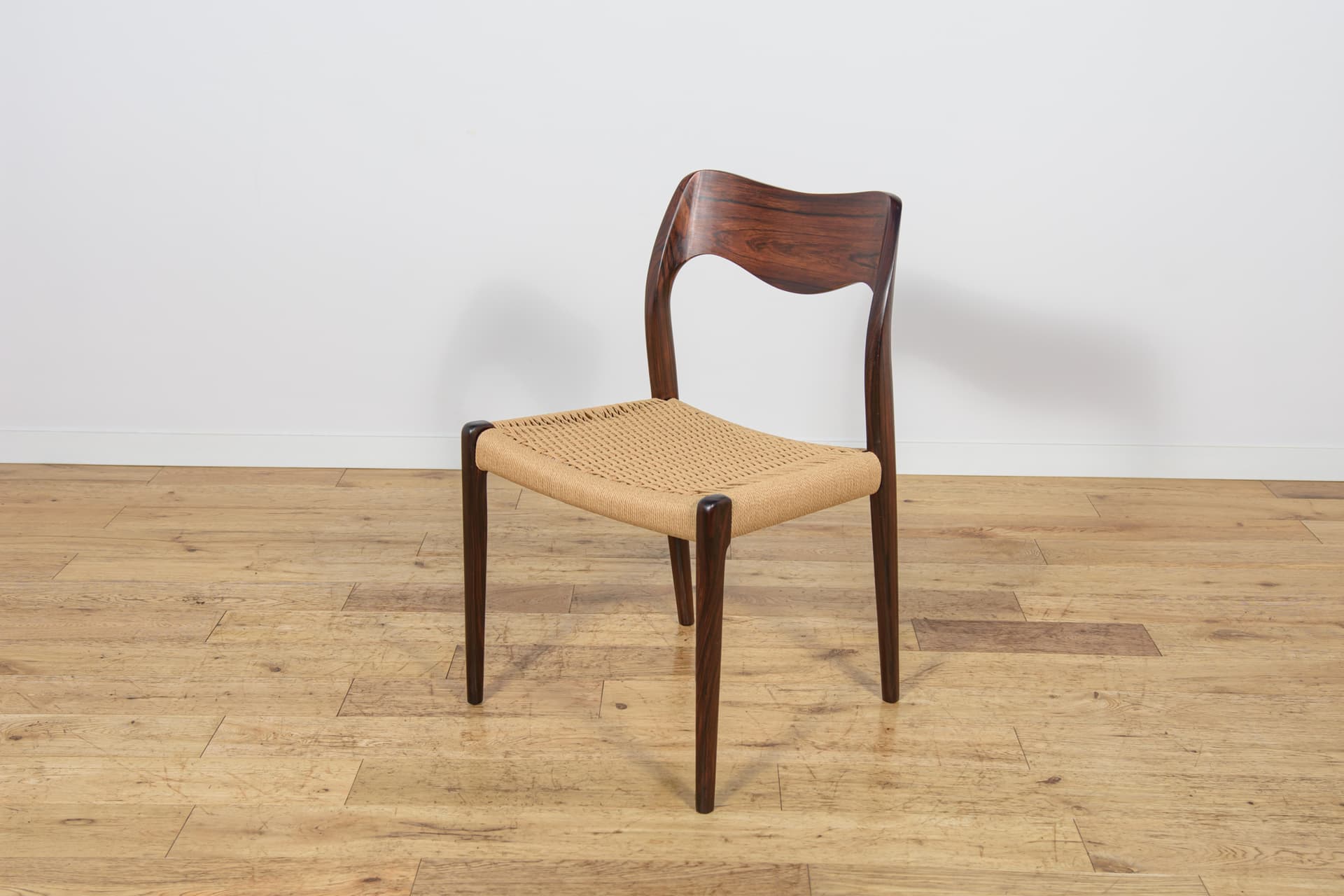 Set of Four Chairs Model 71, brown rosewood, beige cord, by N.O. Møller, J.L. Møllers Møbelfabrik, Denmark, 1960s. - 298487
