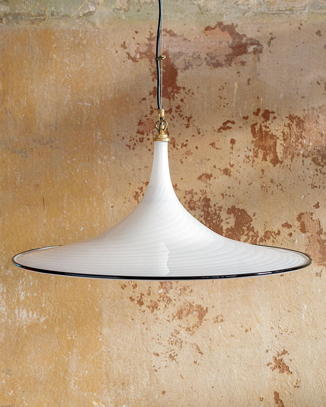 Ceiling lamp Murano, milky white glass, black glass, by L. Tagliapietra, Italy, 1980s. - 298504