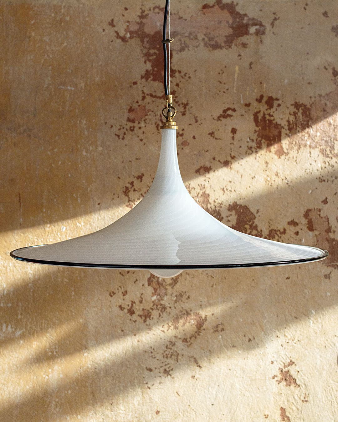 Ceiling lamp Murano, milky white glass, black glass, by L. Tagliapietra, Italy, 1980s. - 298506