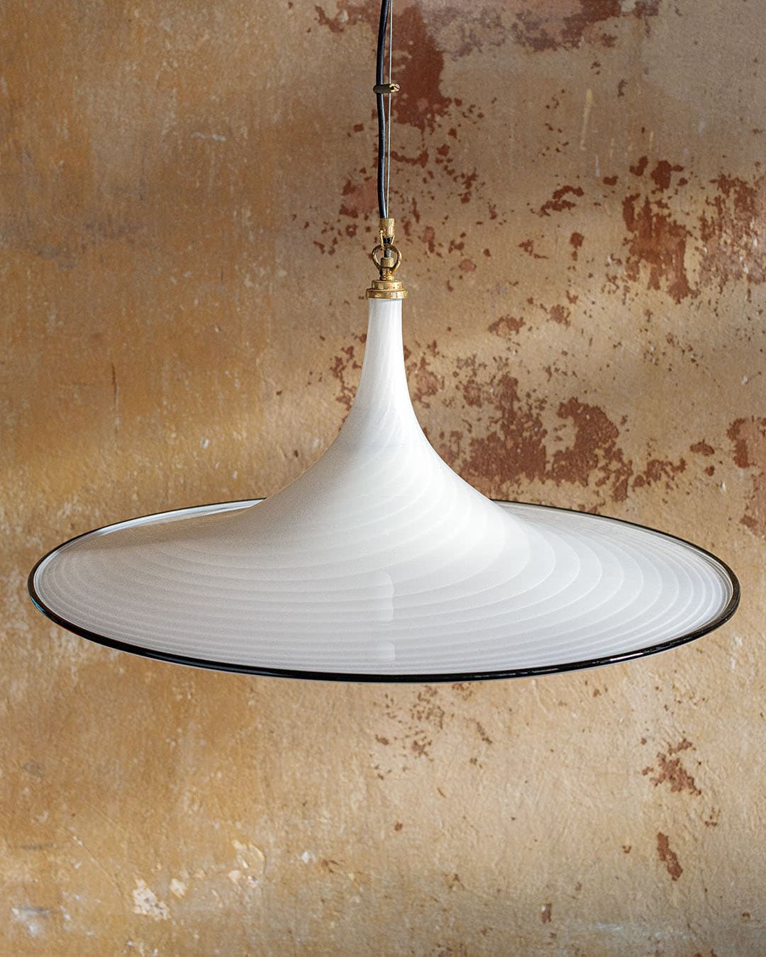 Ceiling lamp Murano, milky white glass, black glass, by L. Tagliapietra, Italy, 1980s. - 298503