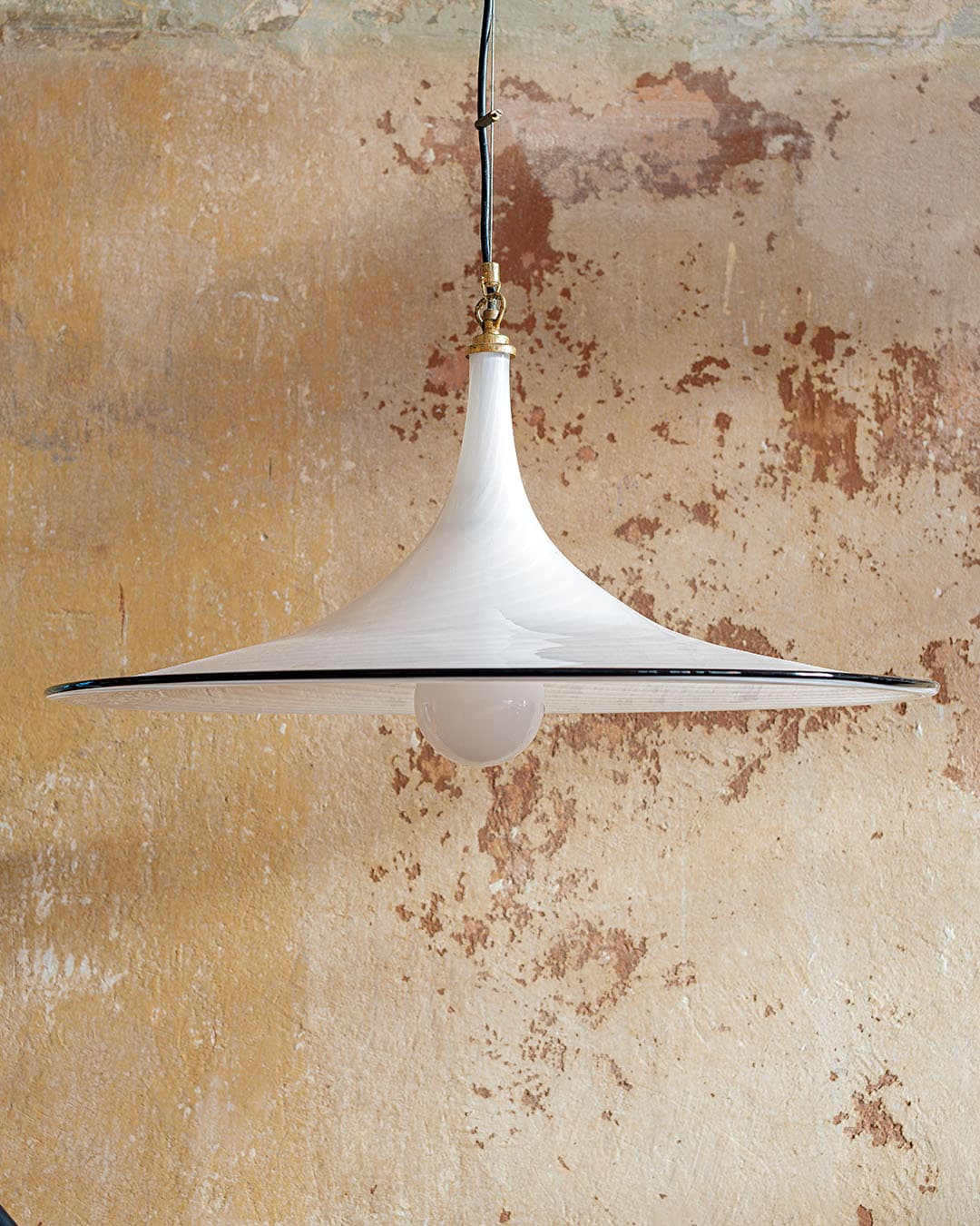 Ceiling lamp Murano, milky white glass, black glass, by L. Tagliapietra, Italy, 1980s. - 298505