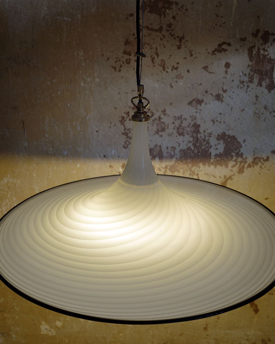 Ceiling lamp Murano, milky white glass, black glass, by L. Tagliapietra, Italy, 1980s. - 298510