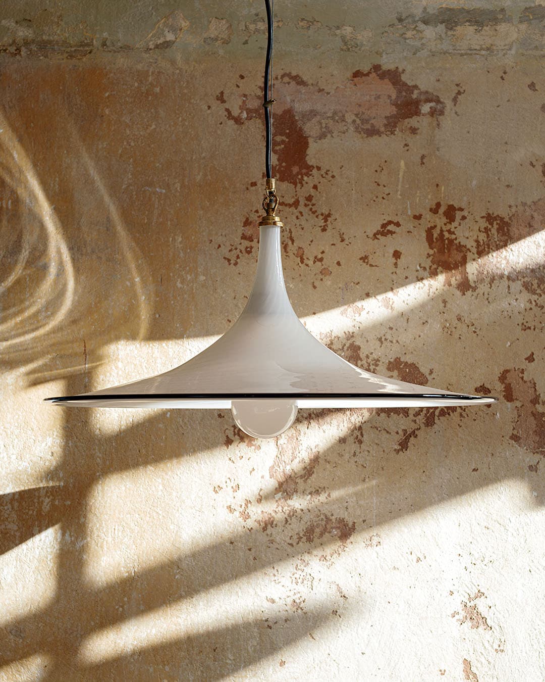 Ceiling lamp Murano, milky white glass, black glass, by L. Tagliapietra, Italy, 1980s. - 298508