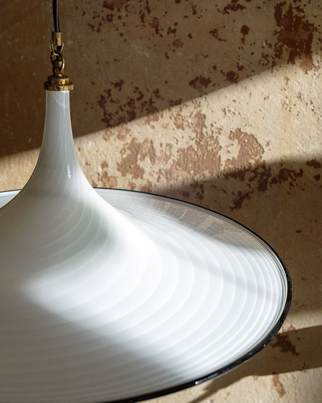 Ceiling lamp Murano, milky white glass, black glass, by L. Tagliapietra, Italy, 1980s. - 298509