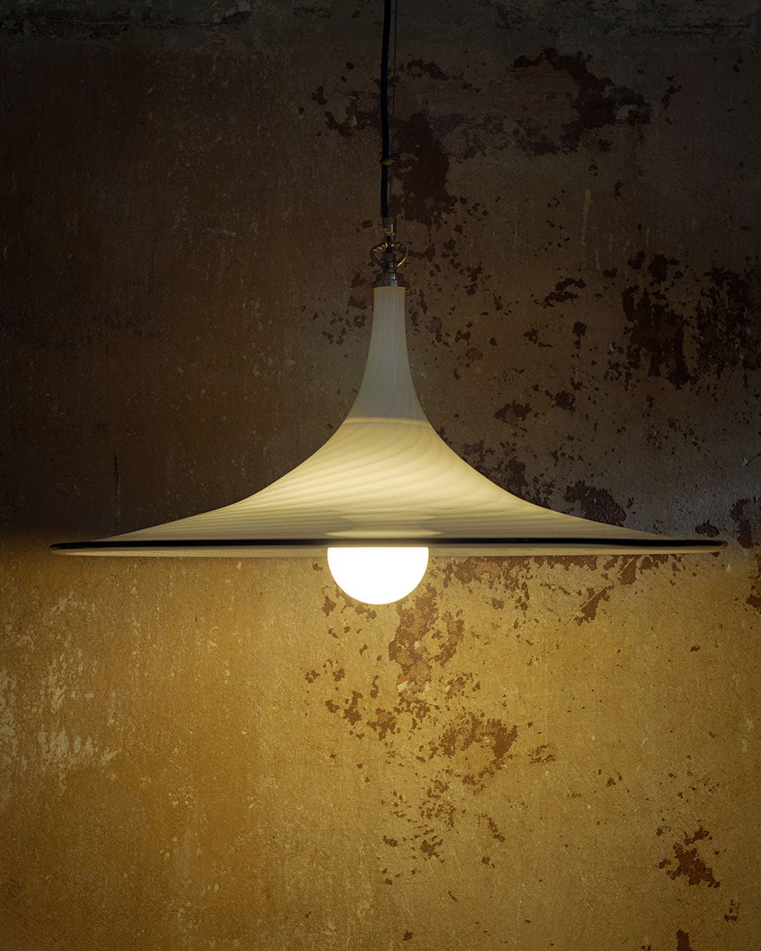 Ceiling lamp Murano, milky white glass, black glass, by L. Tagliapietra, Italy, 1980s. - 298511