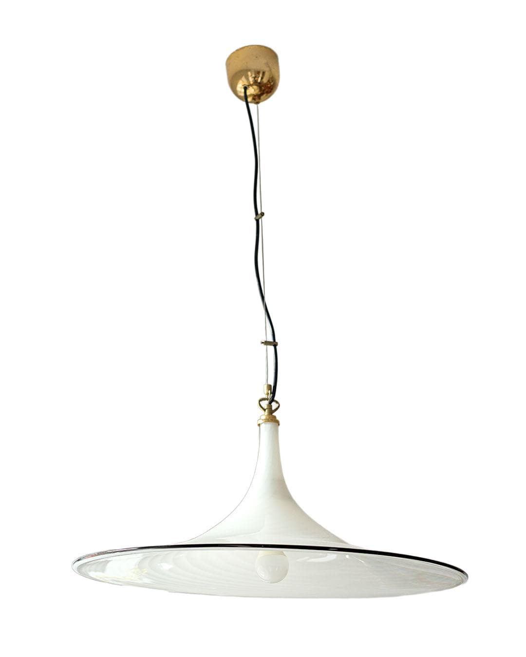 Ceiling lamp Murano, milky white glass, black glass, by L. Tagliapietra, Italy, 1980s.