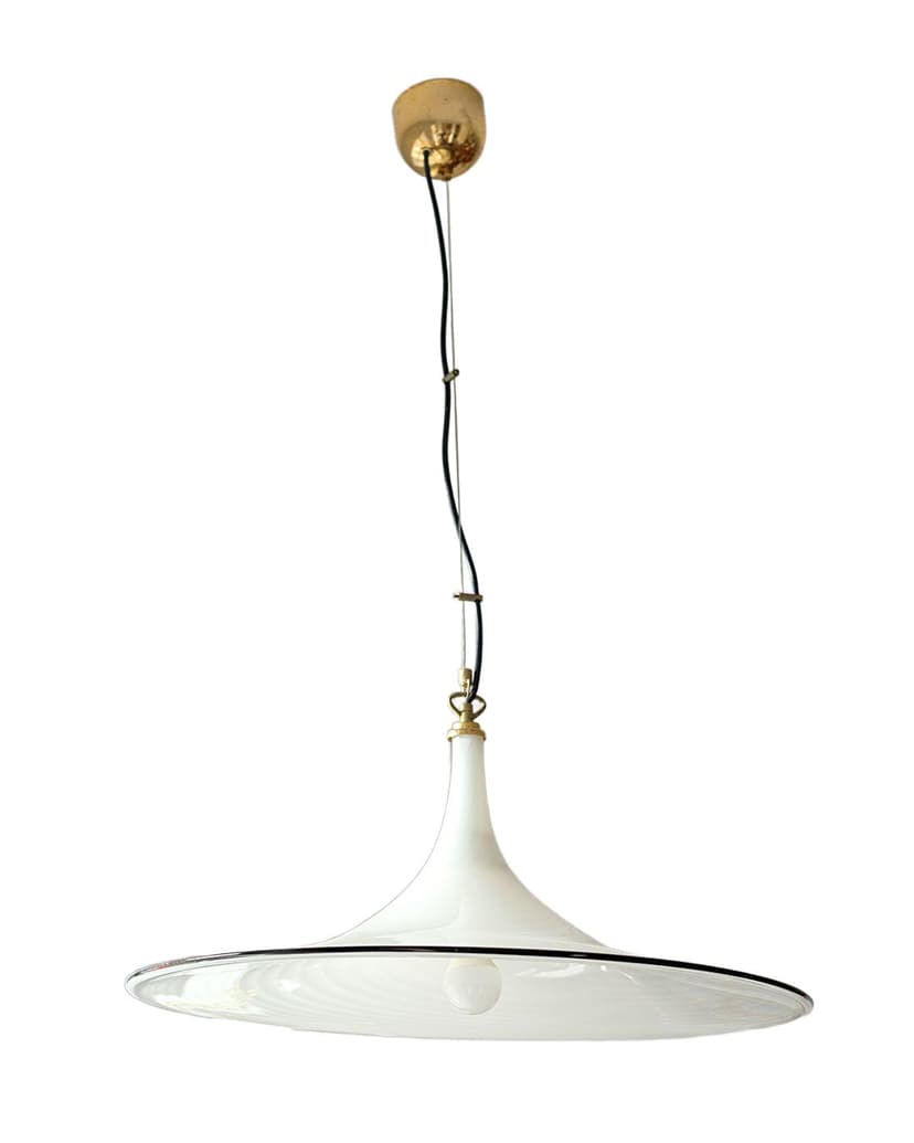 Ceiling lamp Murano, milky white glass, black glass, by L. Tagliapietra, Italy, 1980s.