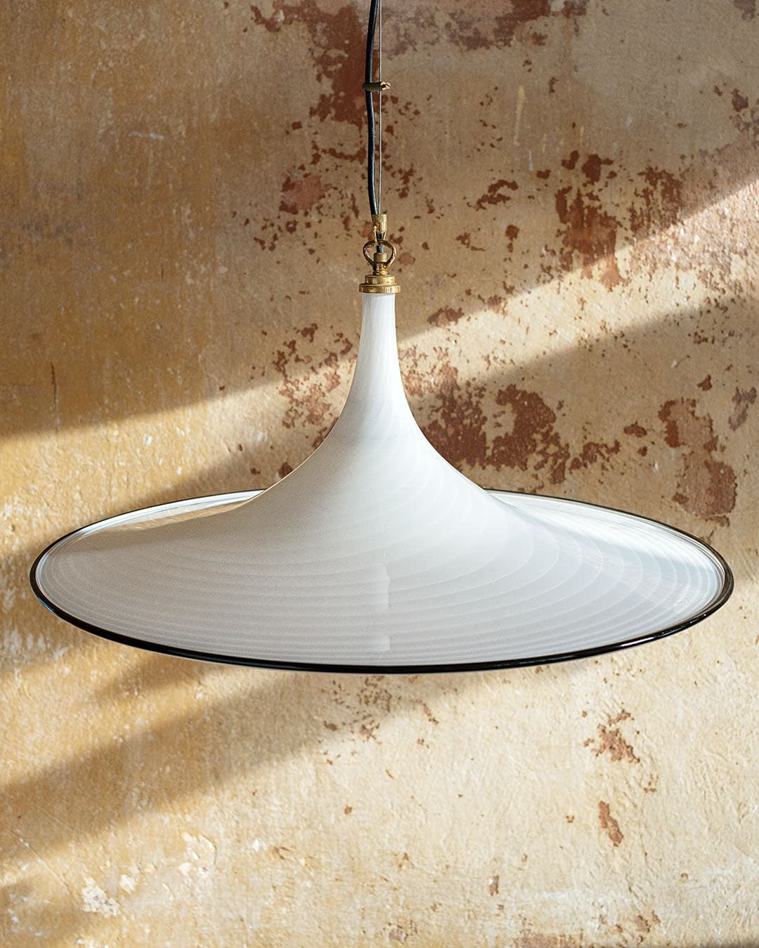 Ceiling lamp Murano, milky white glass, black glass, by L. Tagliapietra, Italy, 1980s. - 298507