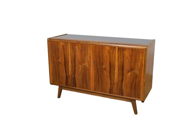 Sideboard, walnut brown, oak beige, by B. Landsman, H. Nepozitek, Jitona, Czechoslovakia, 1960s. - DIMENSION