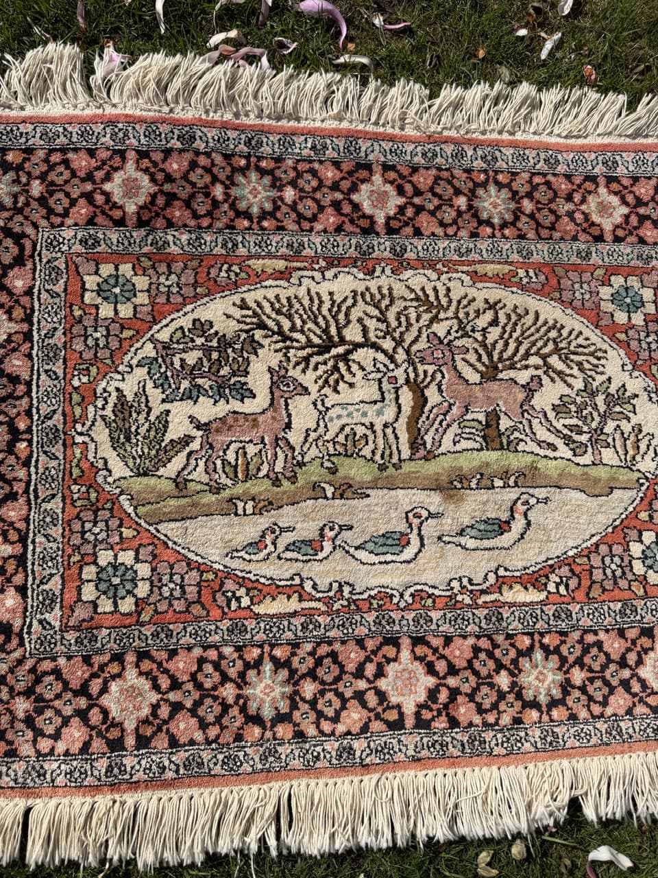 Dywan Ghoum, 95x75 cm, jedwab terakotowy, bawełna kremowa, Indie - 298568