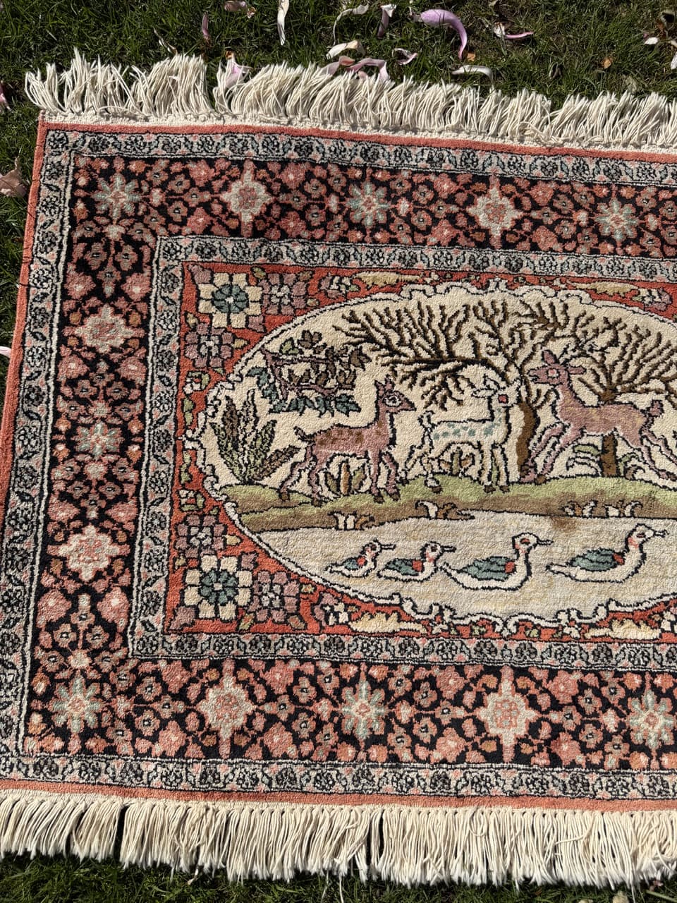 Dywan Ghoum, 95x75 cm, jedwab terakotowy, bawełna kremowa, Indie - 298567