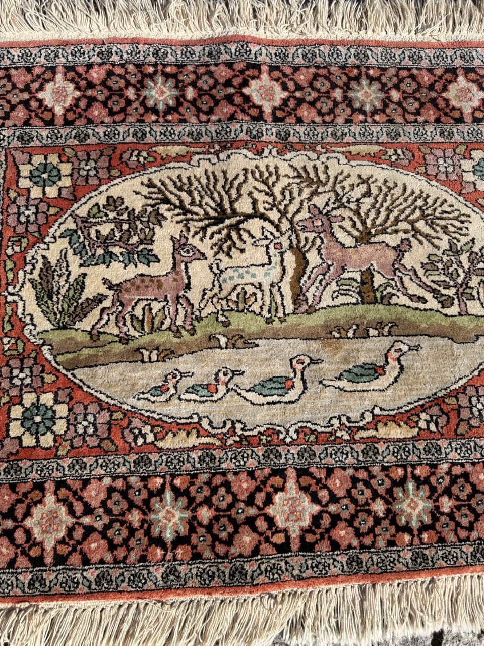 Dywan Ghoum, 95x75 cm, jedwab terakotowy, bawełna kremowa, Indie - 298559