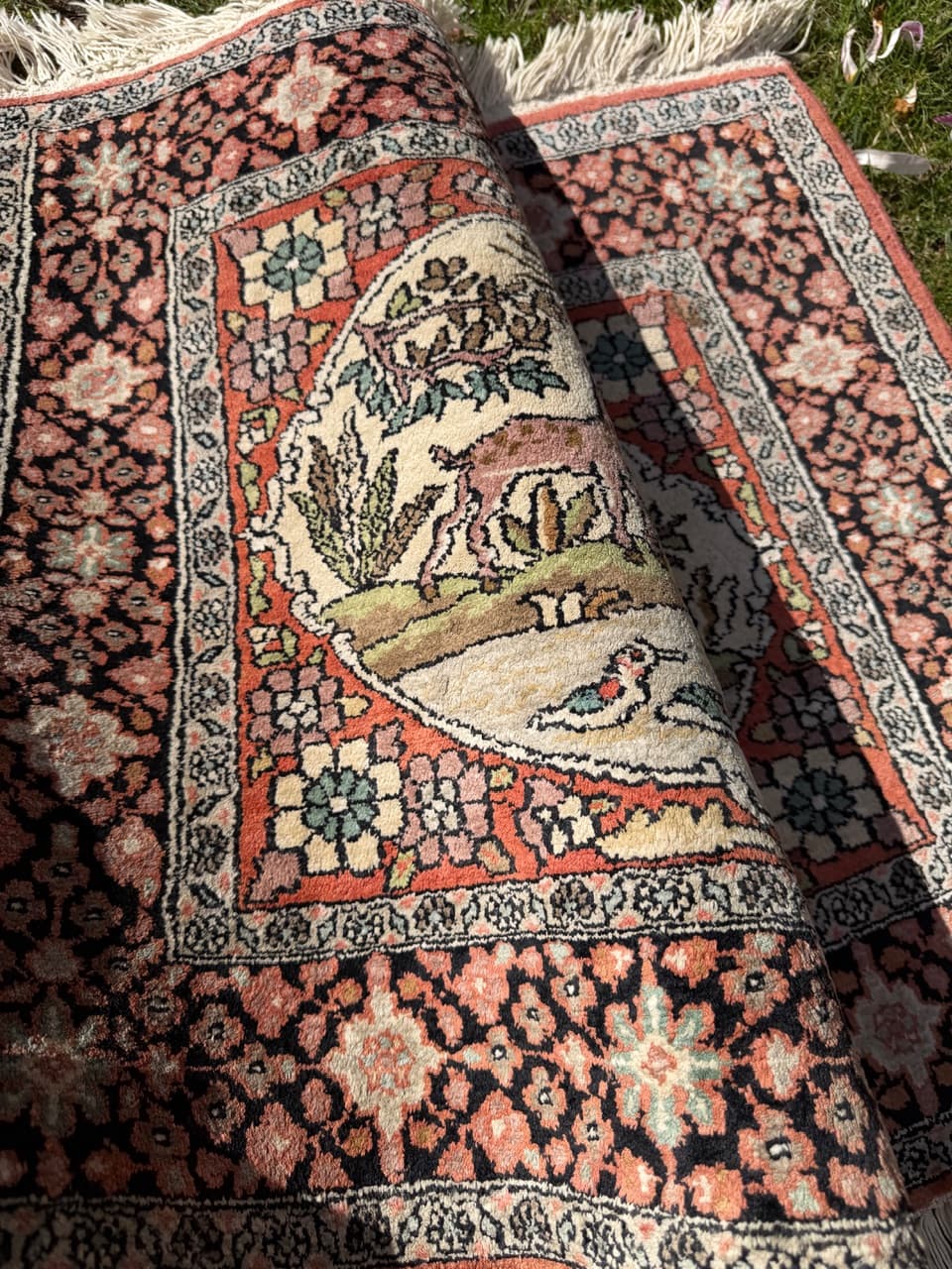 Dywan Ghoum, 95x75 cm, jedwab terakotowy, bawełna kremowa, Indie - 298569