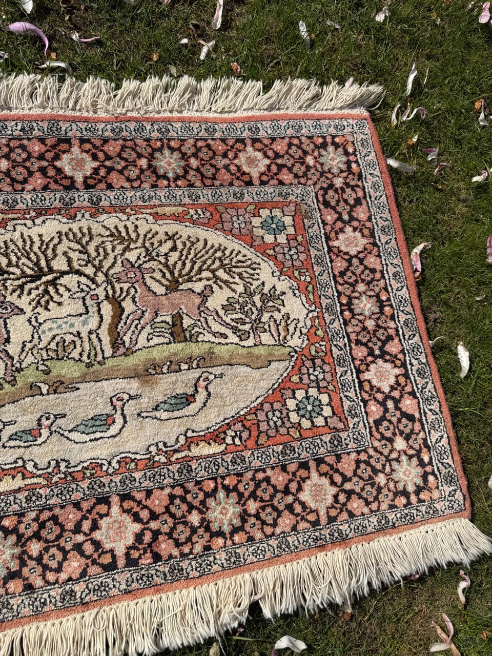 Dywan Ghoum, 95x75 cm, jedwab terakotowy, bawełna kremowa, Indie - 298565