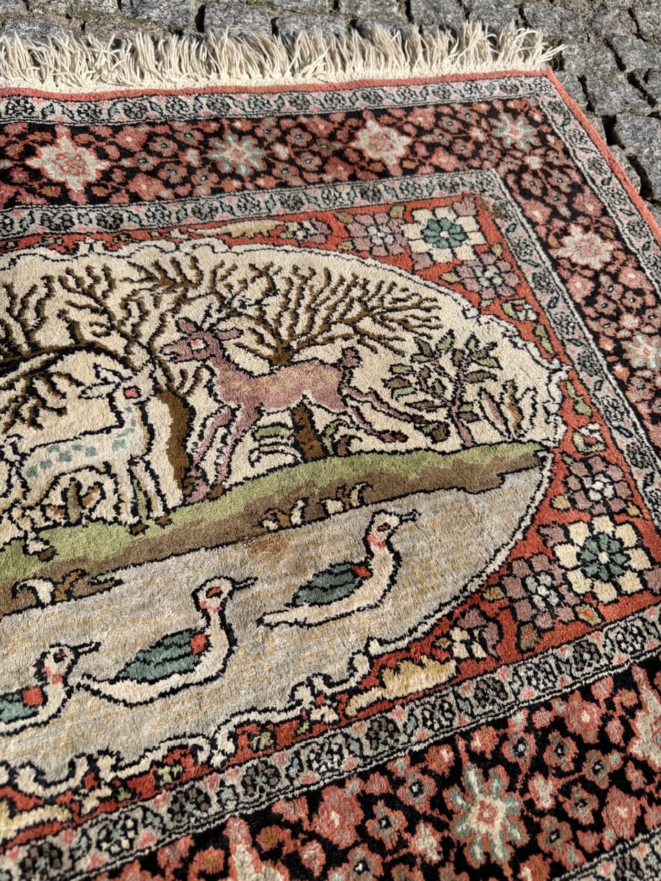 Dywan Ghoum, 95x75 cm, jedwab terakotowy, bawełna kremowa, Indie - 298557