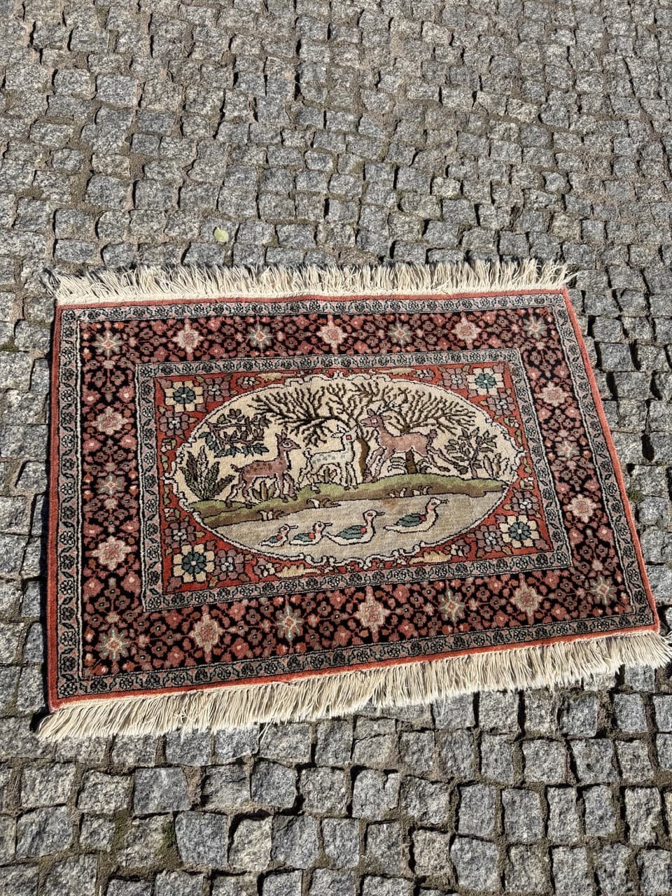 Dywan Ghoum, 95x75 cm, jedwab terakotowy, bawełna kremowa, Indie - 298556