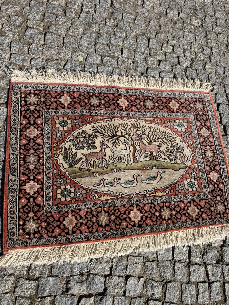 Dywan Ghoum, 95x75 cm, jedwab terakotowy, bawełna kremowa, Indie - 298558