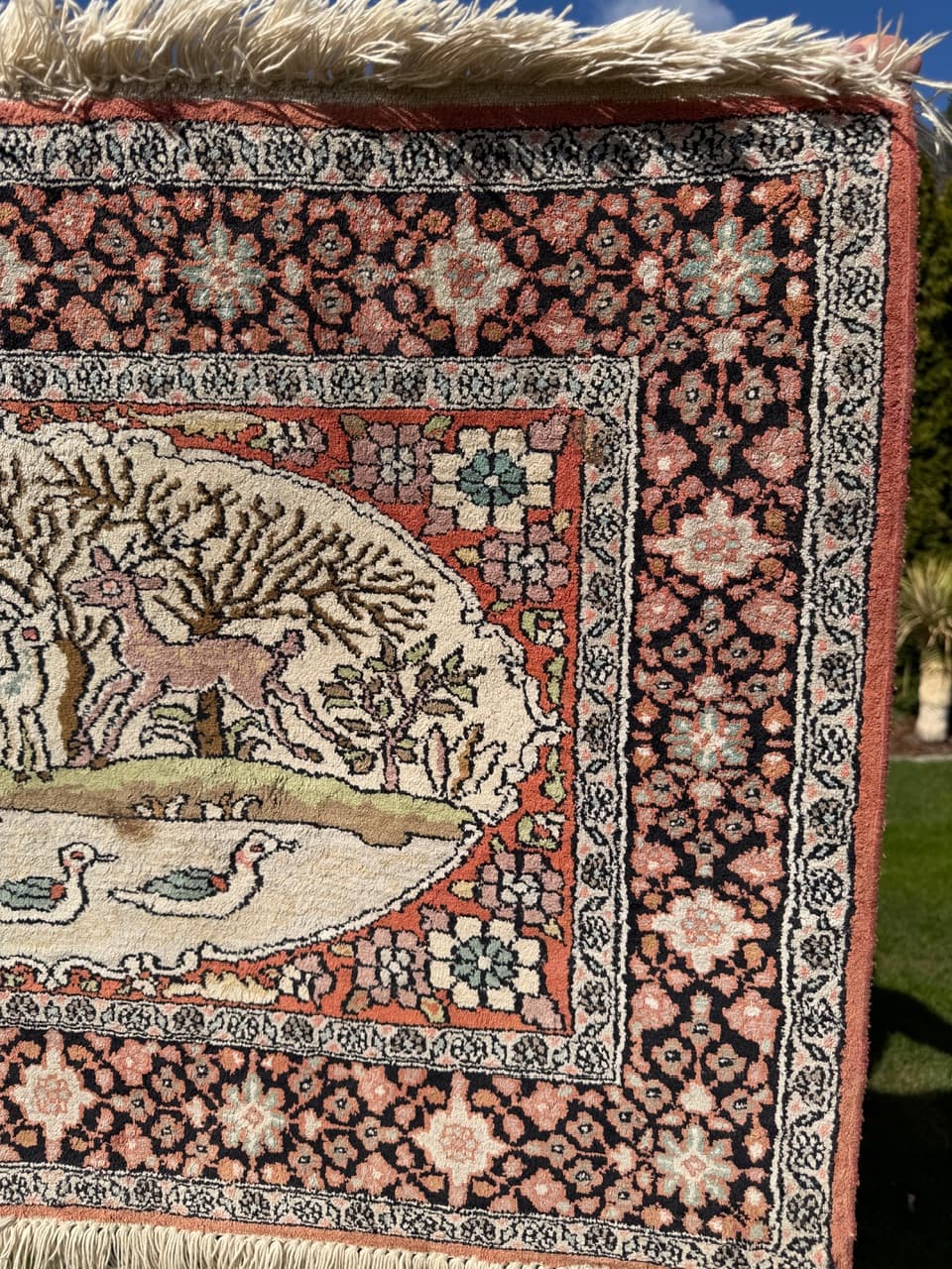 Dywan Ghoum, 95x75 cm, jedwab terakotowy, bawełna kremowa, Indie - 298562