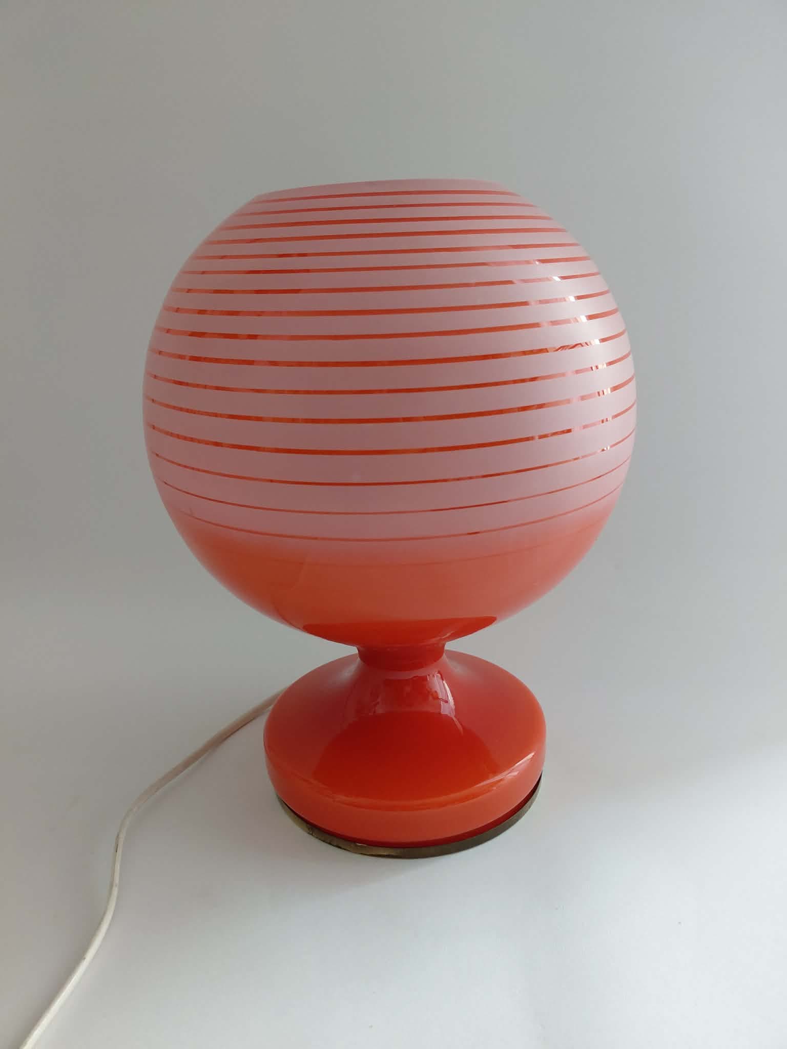 Table lamp, orange white glass, by S. Tabera, OPP Jihlava, Czechoslovakia, 1970s. - 298573