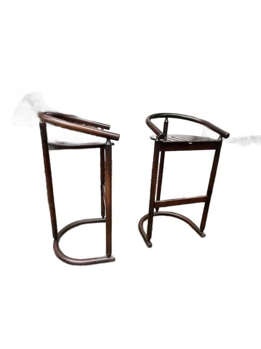 Bar Stool Rainbow, brown wood, Allmilmö, Germany, 1980s.