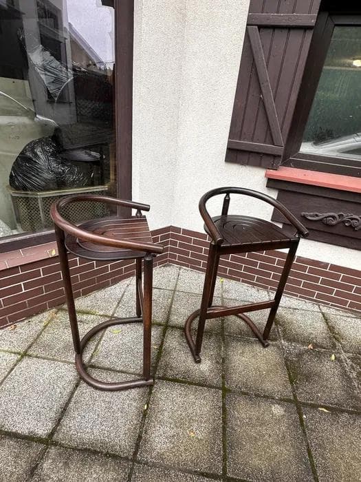 Bar Stool Rainbow, brown wood, Allmilmö, Germany, 1980s. - 298590