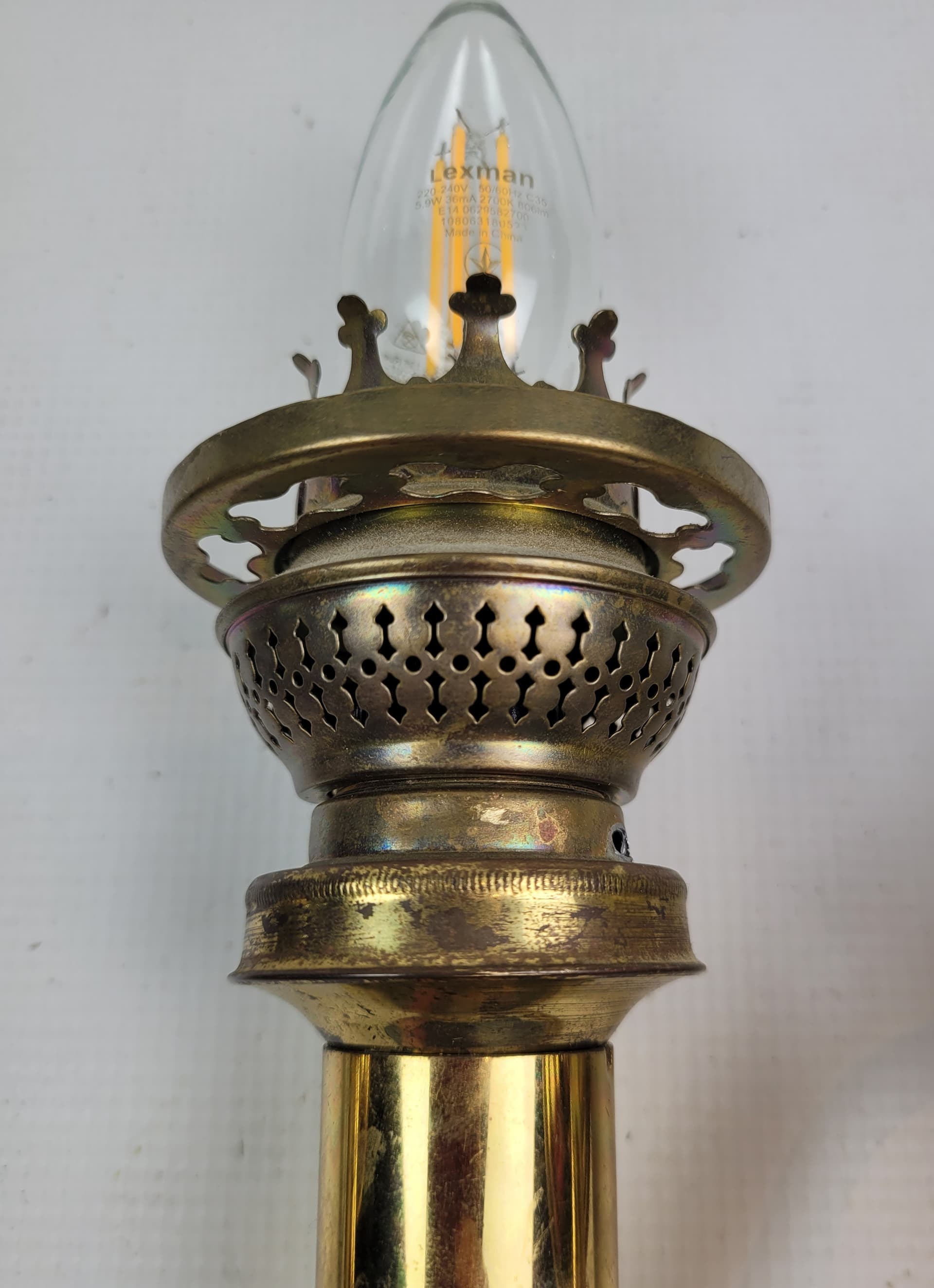 Pair of Wall Sconces H.H. Metal, gold brass, white glass, Sweden, 1950s. - 298703